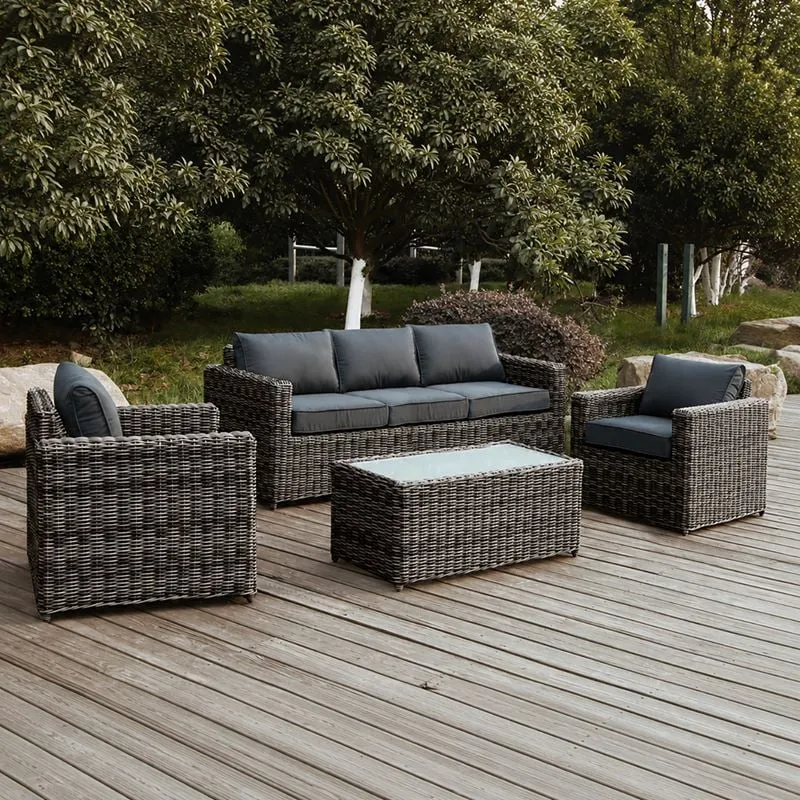 ARIZONA Set-3s Grey/Brown Wicker (Cushions Anthracite)