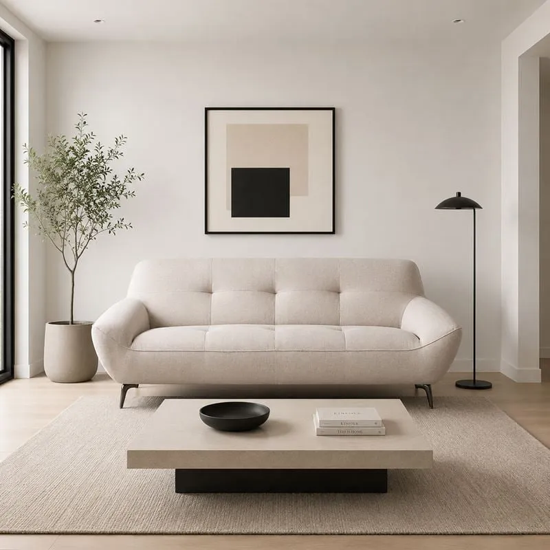 PEDRO 3-Seater Sofa Fabric Mixed Beige