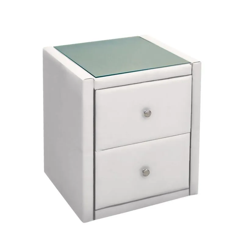 WILTON Bedside (with glass) 46x41x57cm Pu White