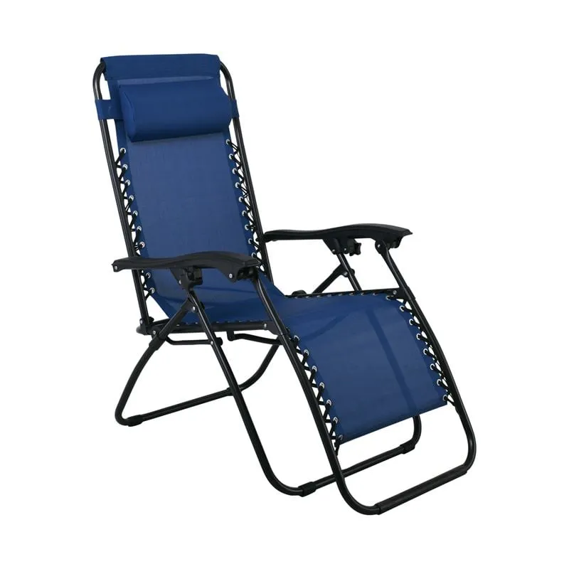 SUPER RELAX Armchair with Footstool Metal Black/Textilene Blue