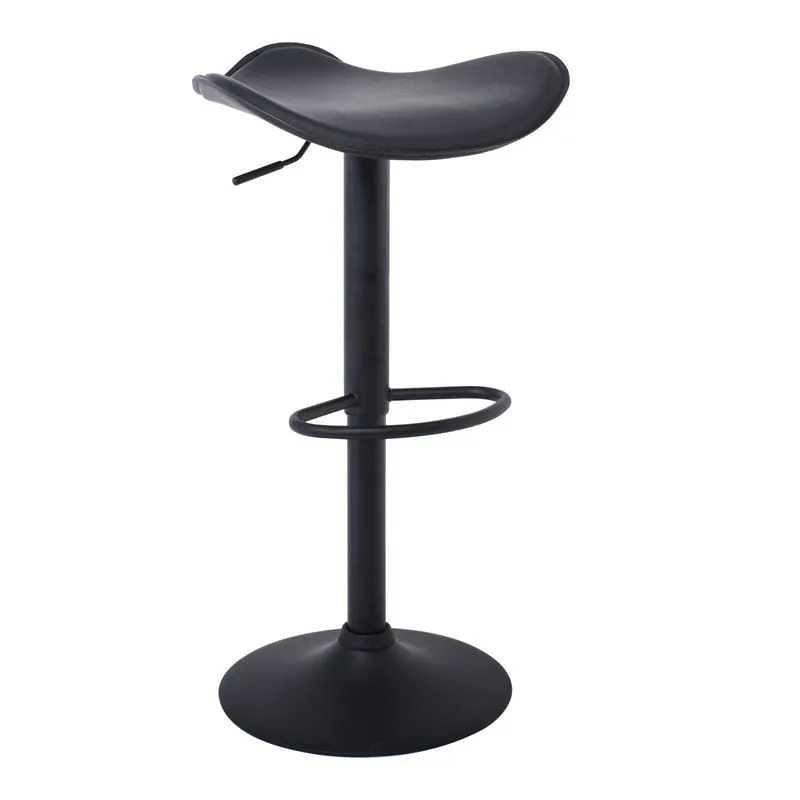 SADDLE Bar Stool Black Pvc/Black Metal Base