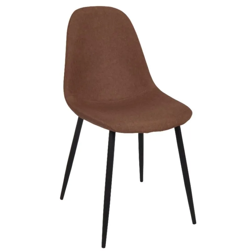 CELINA Black Metal Chair, Gold Brown Fabric