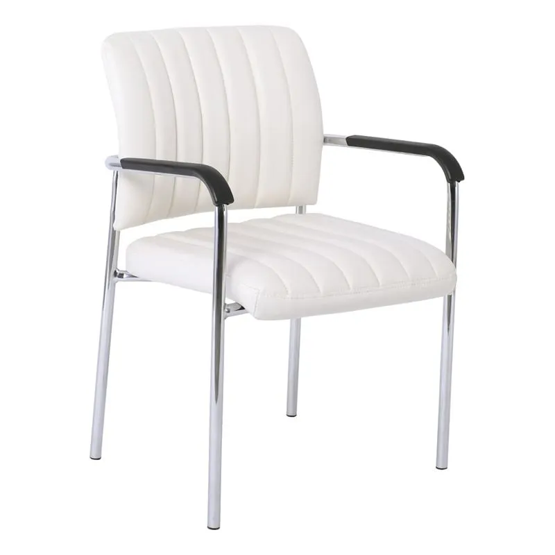DENIM Visitor Armchair/Chromed Frame/White Pu