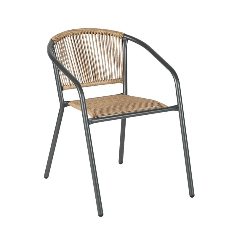 PATTY Armchair Metal Anthracite/PE Rattan Natural