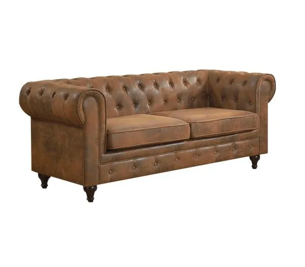 CHESTERFIELD York 3-Seater Sofa Brown Camel Fabric