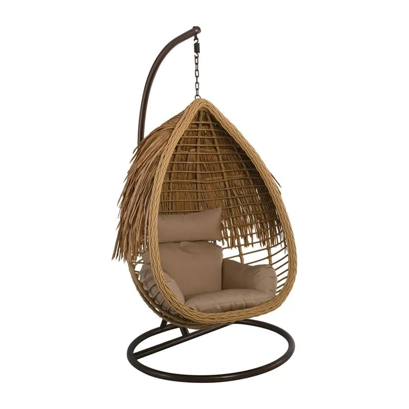 SALSA TROPIC Hanging Lounge Metal Brown/Wicker Natural/Cushion Beige