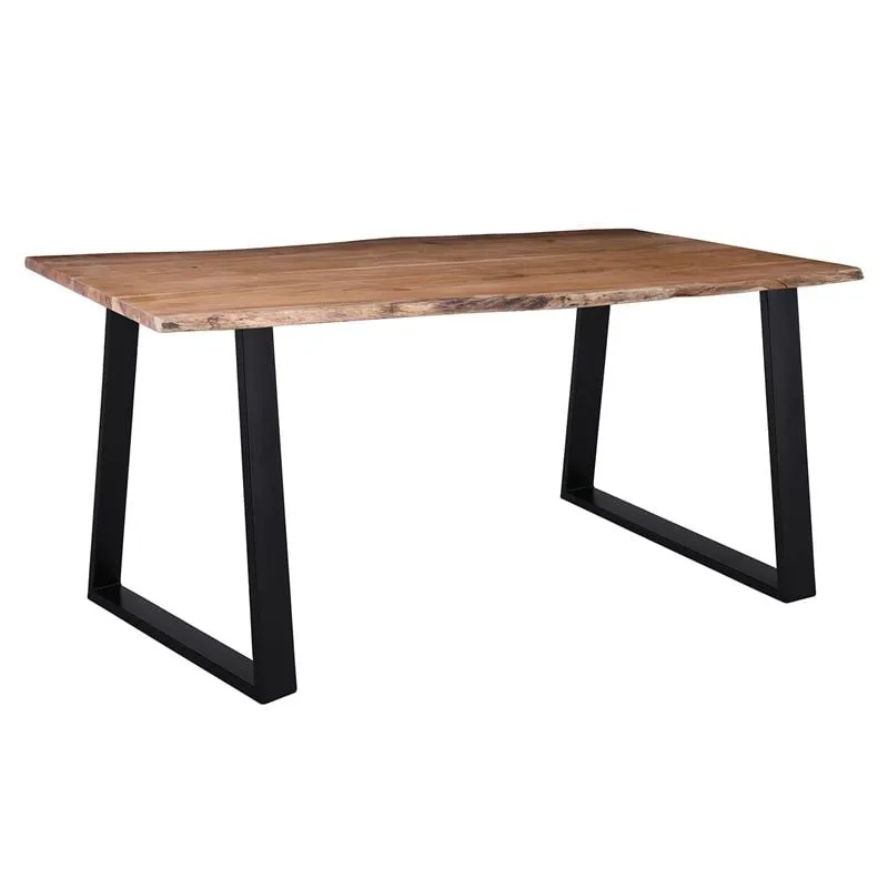 LIZARD-W Slim Dining Table 140x80x77 Acacia Natural Finish (Black Paint)