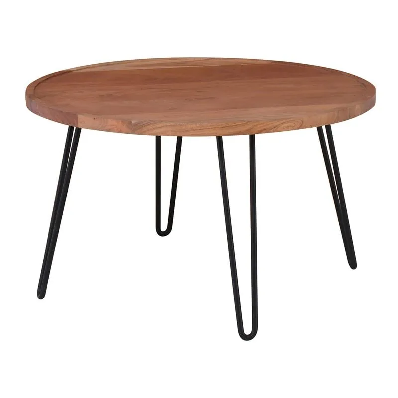 MATRI-W Coffee Table d.76x45 Acacia Natural Finish (Black Paint)