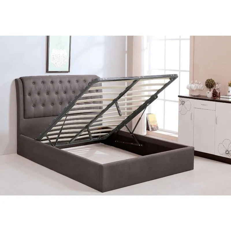 MAXWELL Gas Lift Bed (for Mattress 160x200cm) Dark Brown Fabric