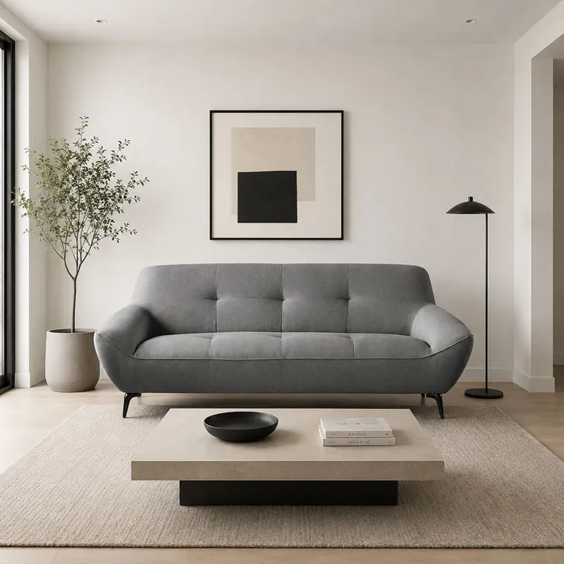 PEDRO 3-Seater Sofa Fabric Grey