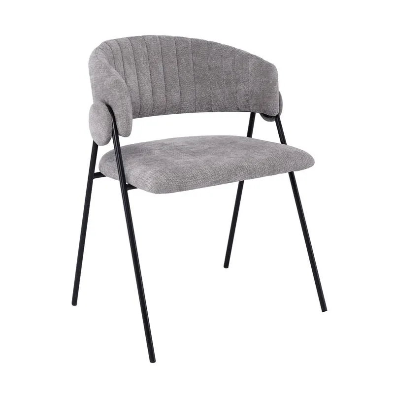 ALFREDO Armchair Black Metal, Grey Fabric