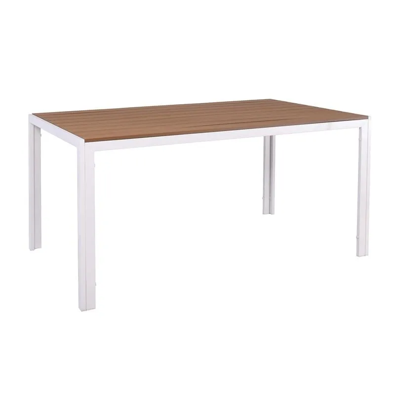 VIRNA Table 150x90cm Metal White/Polywood Natural