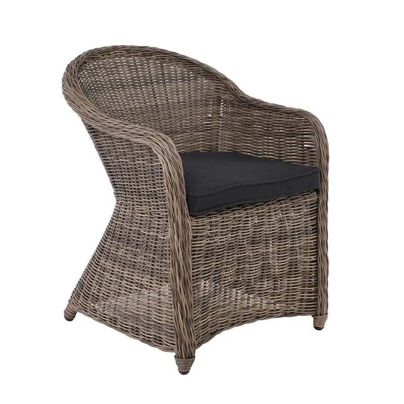 MONTANA Armchair Grey/Brown Wicker (Cushion Anthracite)