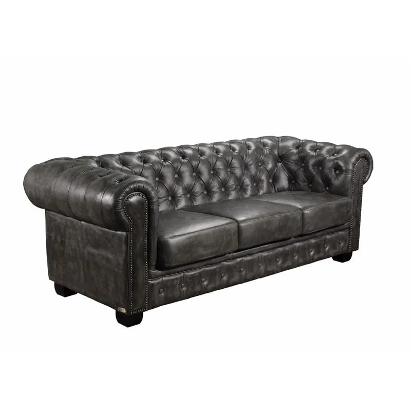 CHESTERFIELD Birmingham 3-S Leather Antique Grey