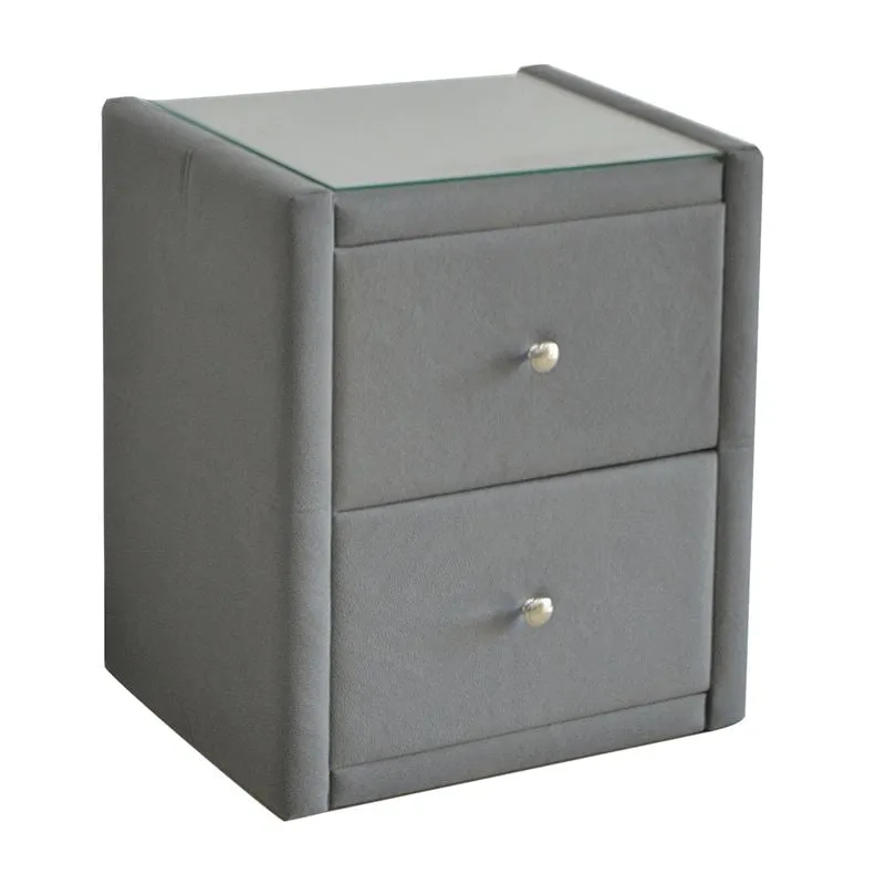 WILTON Bedside (with glass) 46x41x57cm Fabric Grey