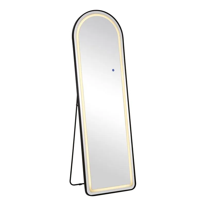 LED-8 Καθρέπτης Τοίχου-Δαπέδου Φωτιζόμενος, Αλουμίνιο Μαύρο, Αφής με 3 επιλογές φωτισμού