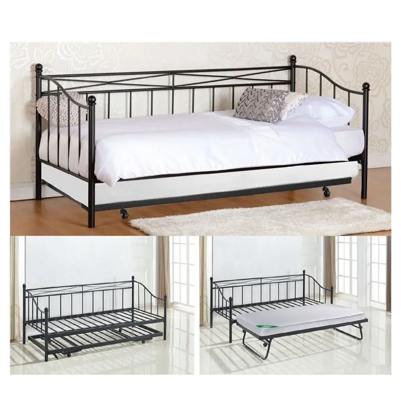MARIN Daybed 90x190cm (+Extension 85x185cm) Metal Black
