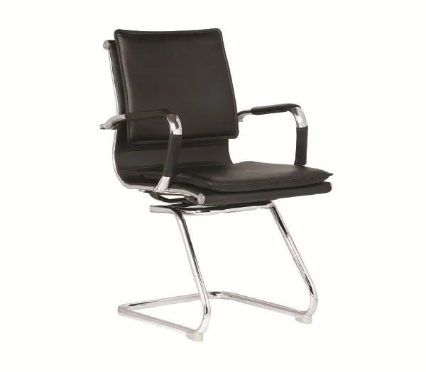 BF3600V Office Visitor Armchair Chromed Base, Black Pu