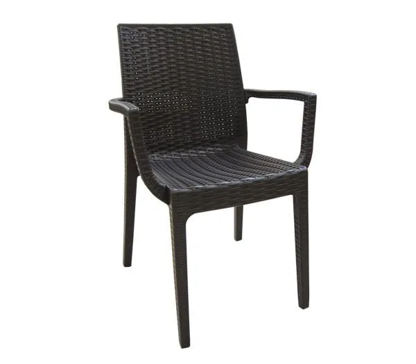 DAFNE Stackable Armchair PP-UV Brown (Rattan Look)