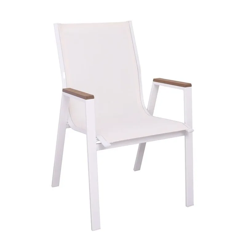 VIRNA Armchair Metal White/Textilene White/Polywood Natural