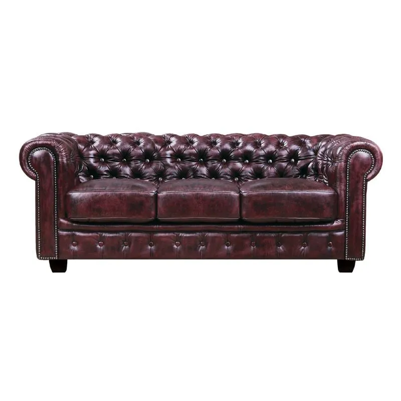 CHESTERFIELD Birmingham 3-S Leather Antique Red