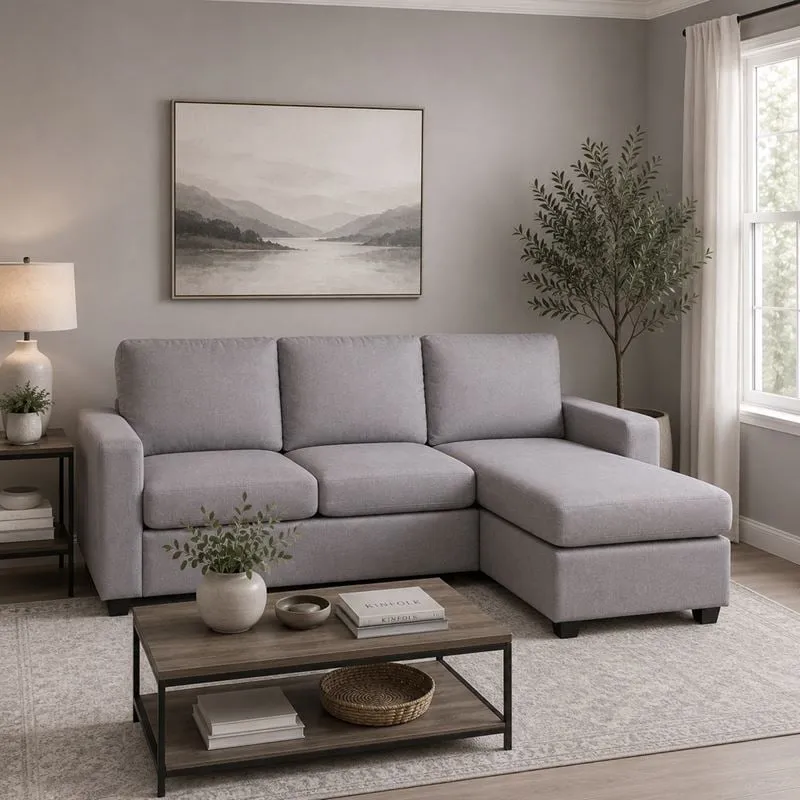 PORTLAND-W Reversible Corner Sofa Light Grey