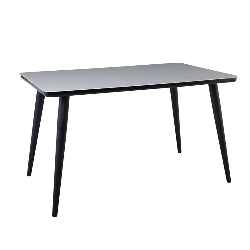 UNION Table 120x70cm Metal Black Paint/Glass Milky White