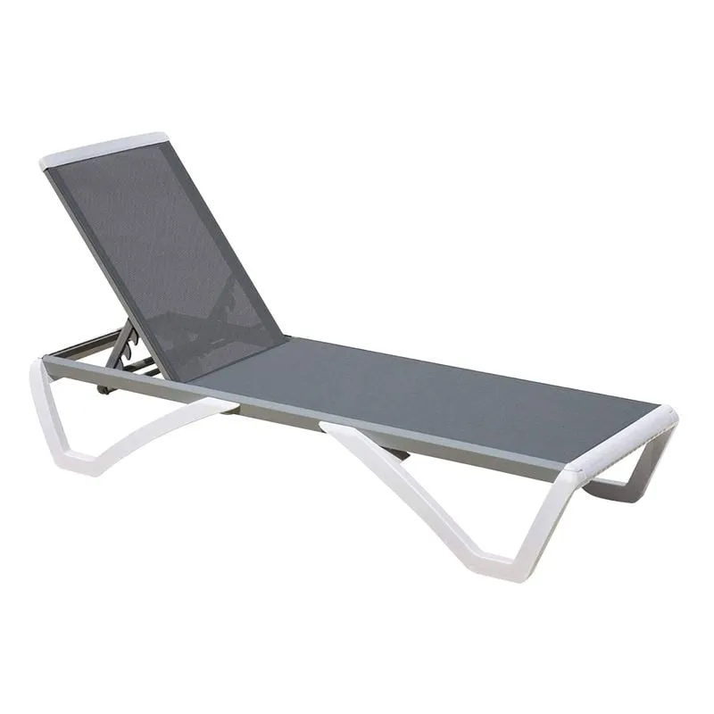 SUMMER K/D Sunlounger ALU, PP White, Textilene Grey